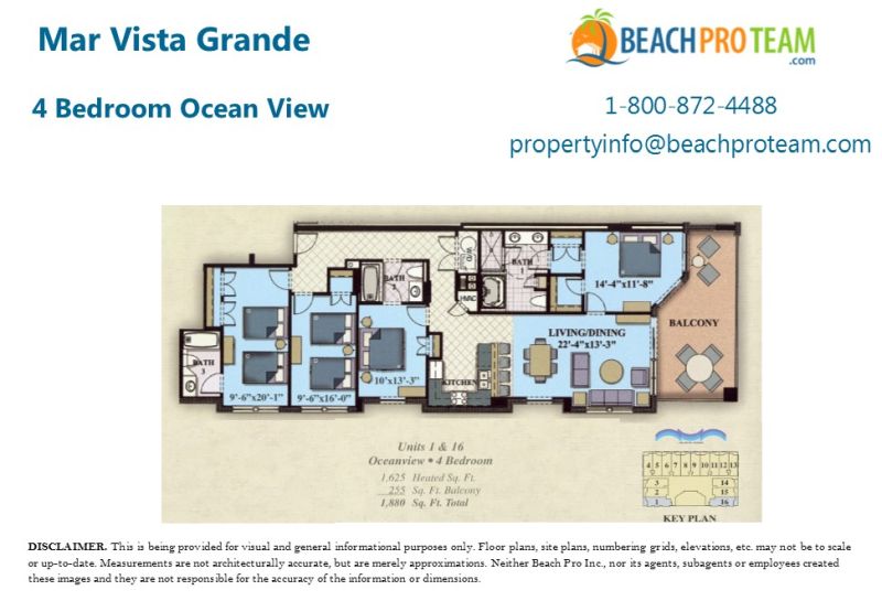 Mar Vista Grande Floor Plan 1 & 16 - 4 Bedroom Ocean View